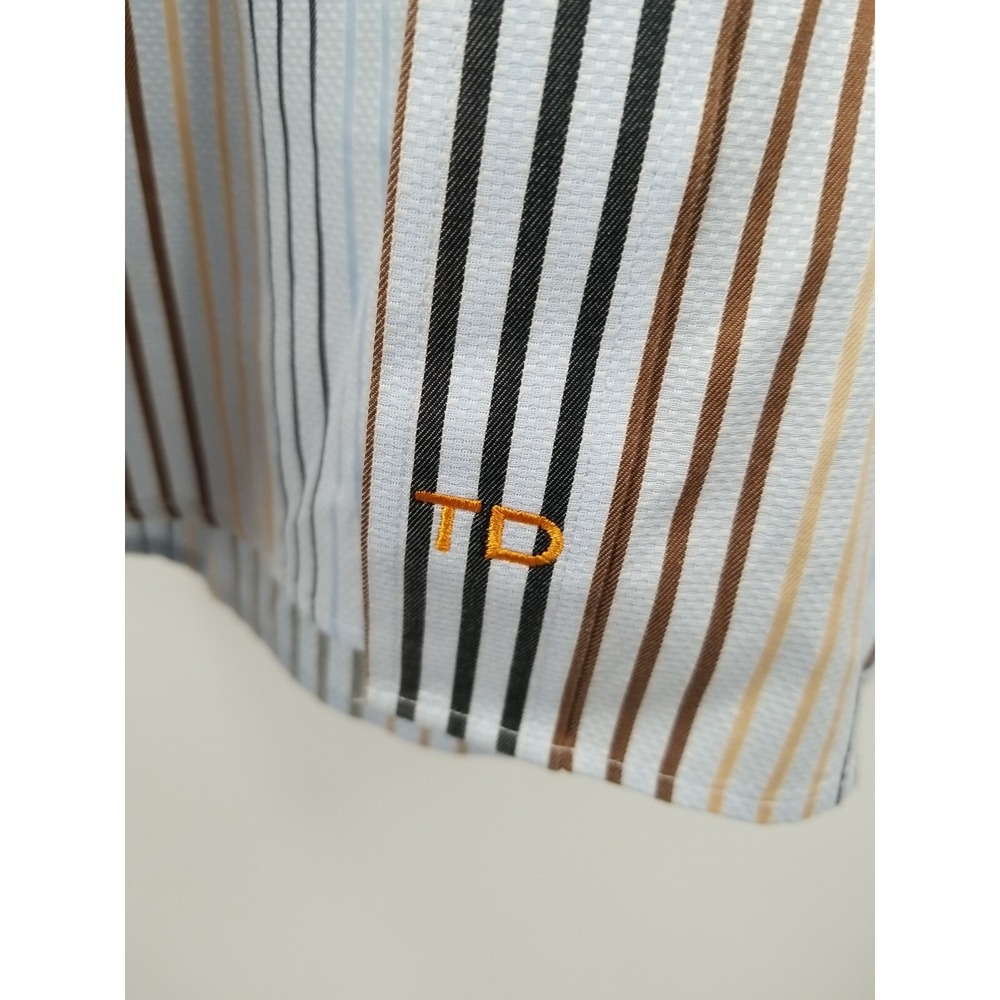 Thomas Dean Flip Cuff Shirt Men's Large Multicolor Striped Long Sleeve Button Up - Picture 5 of 6